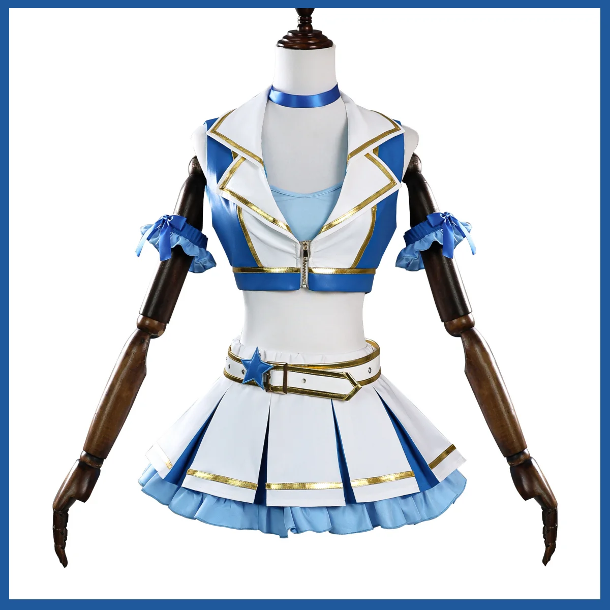 Blue White PU Coat Skirt Wig W - Re Zero Rem Wig ulasan dan harga