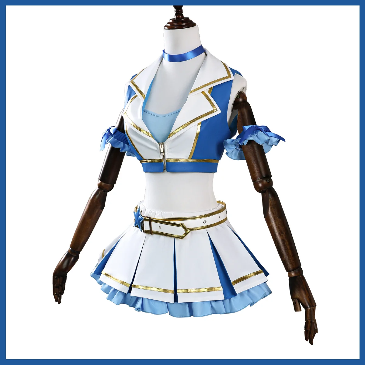 Blue White PU Coat Skirt Wig W - Re Zero Rem Wig ulasan dan harga