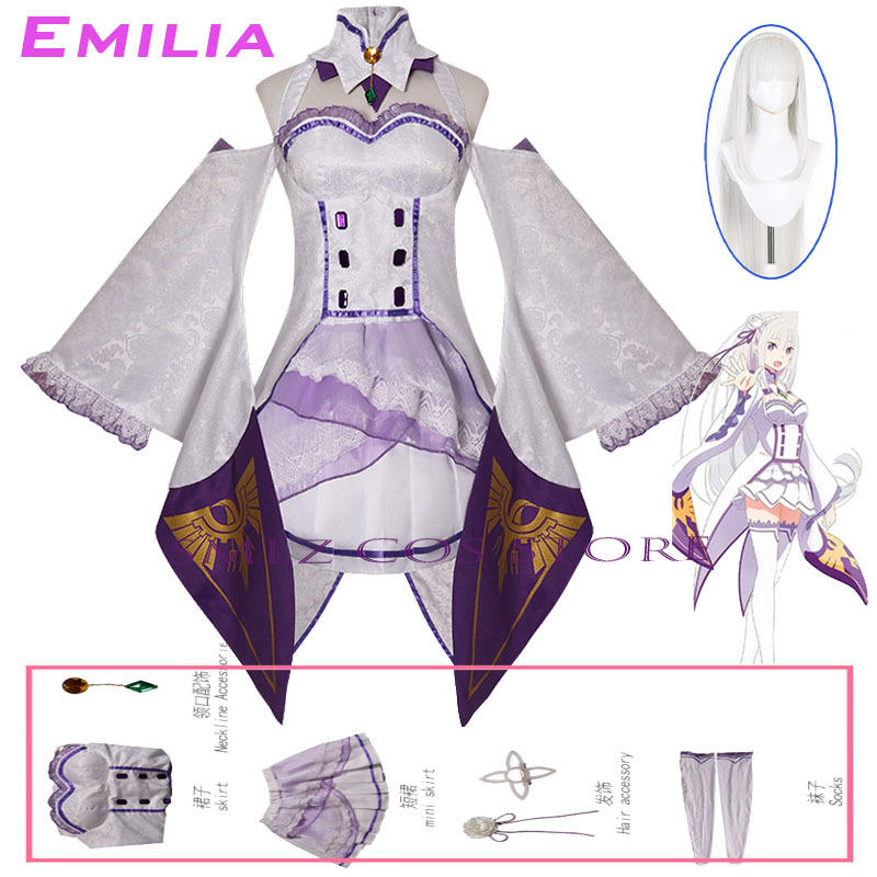 Emilia Cosplay Anime Re Zero K - Anime Cosplay Wig ulasan dan harga