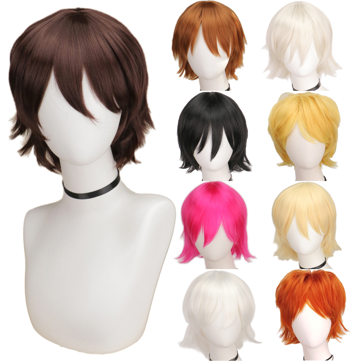 QQXCAIW Male Wig Black White P - Cosplay Anime White Hair ulasan dan harga