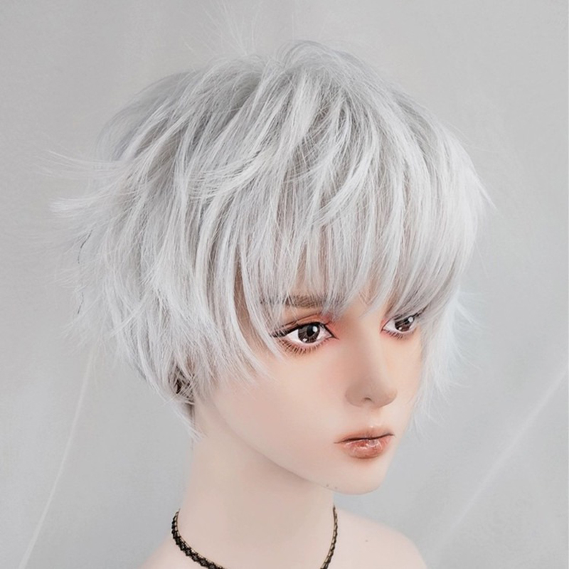 Anime Cosplay Wig White Simula - Cosplay Anime White Hair ulasan dan harga
