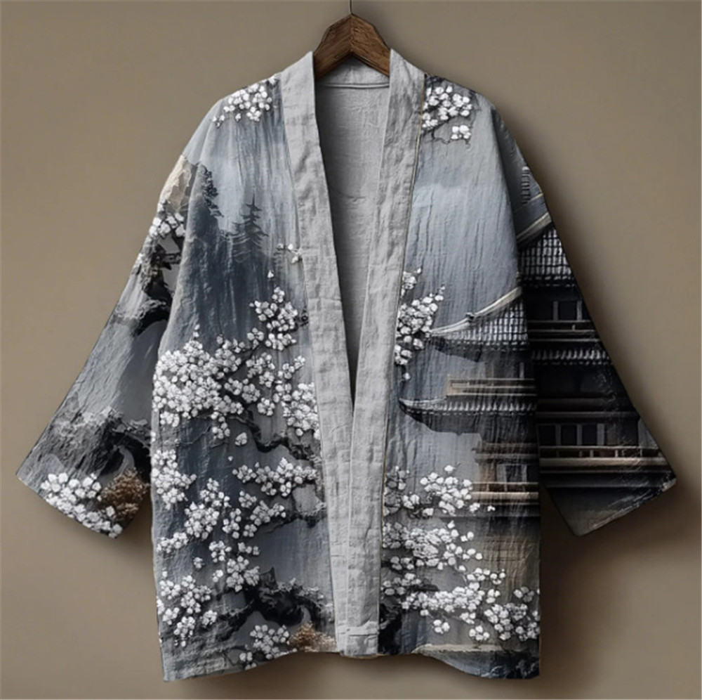 Japanese Crane Print Kimono fo - Demon Slayer Haori ulasan dan harga