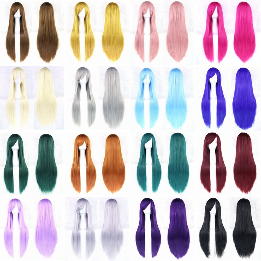 80cm Long Straight Natural Hai - Cosplay Anime White Hair ulasan dan harga